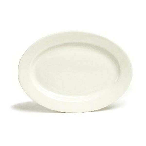 Tuxton China Reno 15.38 in. x 11.13 in. Oval Wide Rim Rolled Edge Platter - American White - 6 pcs TRE-942